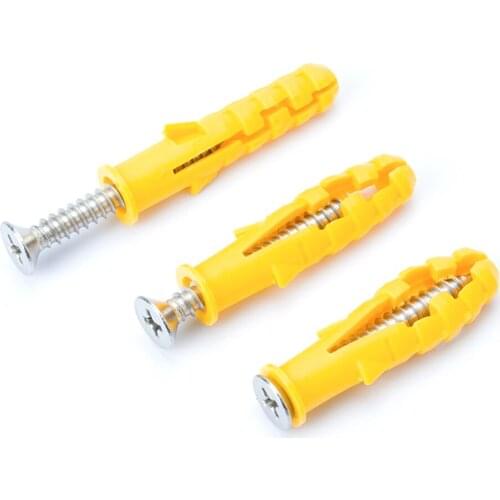 Yellow Plastic Expansion Tube Expansion Screw Rubber Plug Bolt Up 6/8/10mm Self-Tapping Screw Set
