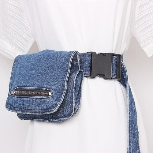 Womens runway fashion denim bag Cummerbunds female Dress Corsets Waistband Belts decoration wide belt TB1409