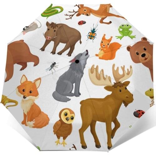 Sunny Umbrella Animals Forest Pattern Automatic folding portable men women umbrella Sunscreen rain Windproof beach parasol