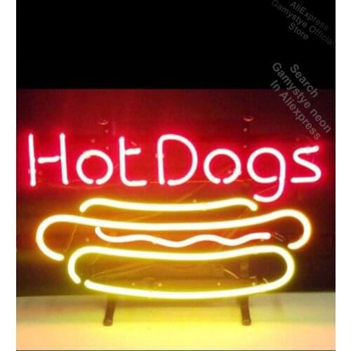 17"x14" Hot Dogs Neon Sign Handmade Real Glass Tube Quality Guarantee Handcraft neon lights ub world series neon lights for room
