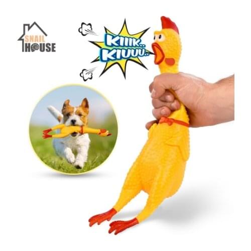 17cm Screaming Yellow Rubber Chicken Pet Dog Toy Squeak Squeaker Chew Gift Squeeze Squeaky Sound Funny Toy Safety Rubber ForDog