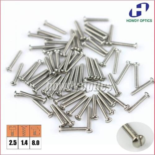 200pcs Size 2.5x1.4x8.0mm stainless steel Eyewear glasses Optical Eyeglasses screw accessories Free Shipping