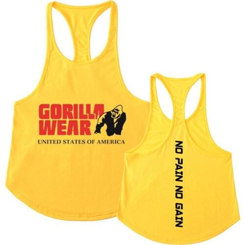 2019 Fitness Tank Top Clothing Bodybuilding Stringers Men GORILLA WEAR Tank Tops Brand Cotton Fitness Singlets Sleeveless