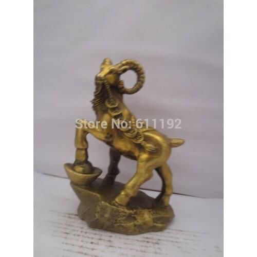 Antique Home FengShui decoration Brass Goat statue Metal crafts ,Handmade Sheep sculpture