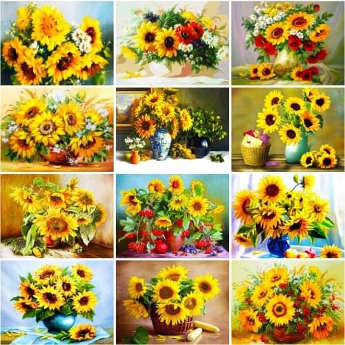 AZQSD Sunflower Diamond Painting Full Square Flower Diamond Embroidery Mosaic Handmade 5d Diy Needlework