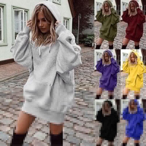 Chun feng Womens Hoodies Dresses