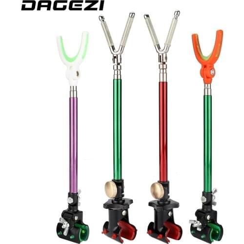 DAGEZI Metal Stretch Rod Pole Bracket Holder Rotating Fishing Rods Holder Fishing Simple Hand Back Stand Fishing Tackle
