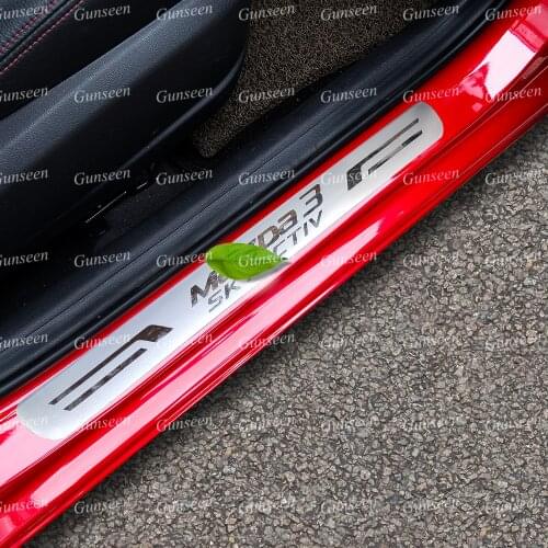 For Mazda 3 CX-5 6 CX30 Car Door Sill Kick Scuff Plate Protector Trim Auto Accessories Threshold Guard Pedal Styling Sticker