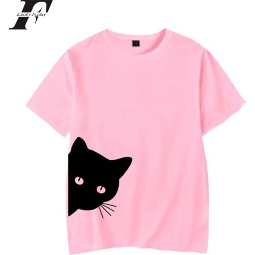 Kpop Cat looking out side Print Women tshirt Cotton Casual Funny Animal Lady Girl Summer Cool Kawaii Top Tee Hipster clothes
