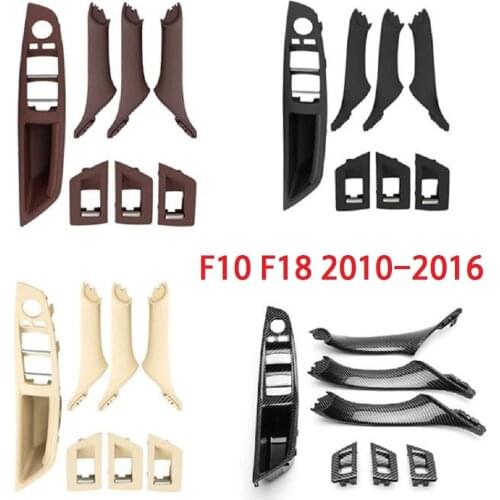 7PCS Left Hand Drive LHD For BMW 5 series F10 F11 520 525 Black Car Interior Door Handle Inner Panel Pull Trim Cover Armrest