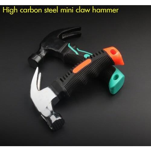 Mini High Carbon Steel Claw Hammer with TPR Rubberized Handle Household Anti-skid Hammers Claw Woodworking Nail Puncher