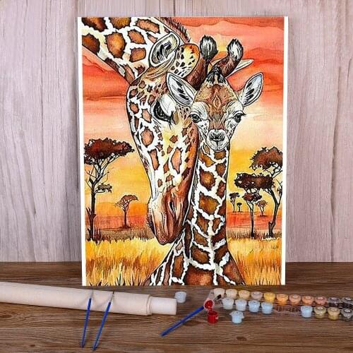 Animal Giraffe DIY Painting By Numbers Package Oil Paints 40*50 Painting On Canvas Home Decor Crafts Adults Drawing