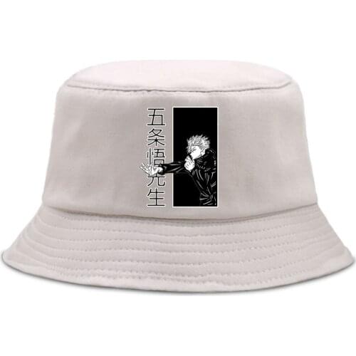 Jujutsu Kaisen Satoru Gojo Prints Bucket Cap Outdoor Fashion Panama Caps Quality Beach Fisherman Hat Casual Cool Fishing Hats