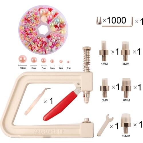 Manual Nail Bead Machine Box Five Mold Tooling Four Claw Hammer Effect Pants Suit 850pcs DIY Fashion Hat with No Hole Pearl