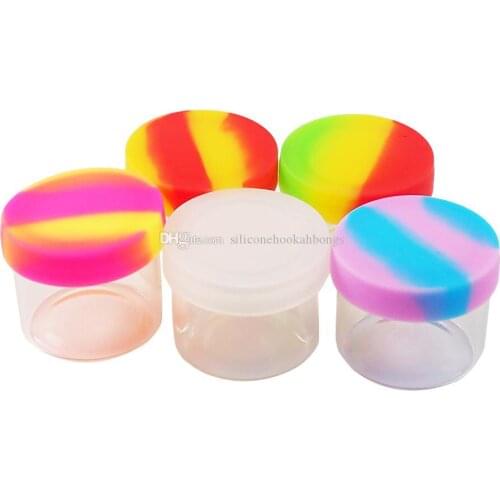 Glass jars dab wax container for wax oil dry herb e liquid with silicone drippy lid red green 6ml hot selling glass bottle