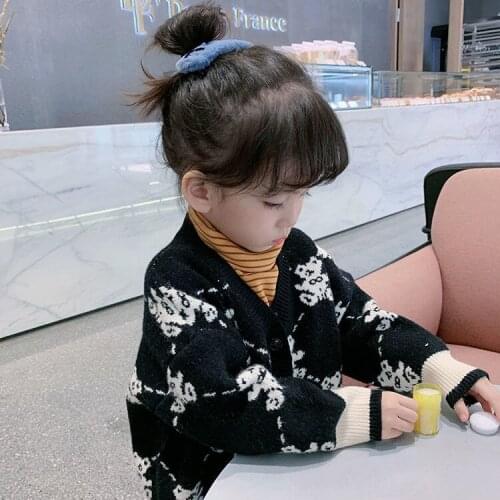 Girls Sweater Coat 2021 Spring Autumn New Boy Loose Sweater Childrens Cartoon Girl Knitted Cardigan Sweater Jacket