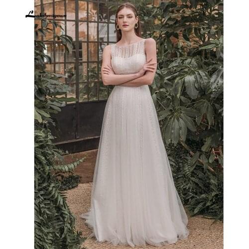 Vestido De Noiva Elegant Beach Boho O Neck Lace Sleeveless Wedding Dresses Sexy Bohemian Bridal Gown vestido para boda playa