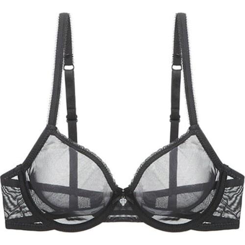 Women Sexy See Through Bra Top Lingerie Ladies Lace Underwire Underwear Mesh Lace Bra Underwear Breathable Plus Size Bra