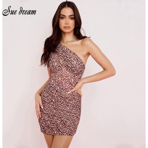 New Chic Summer Style Womens Dress 2021 Fashion Hollow Out One Shoulder Brickred Leopard Backless House Of CB DressCX