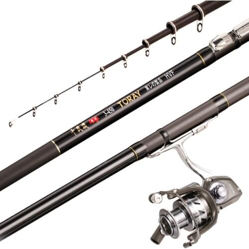 2# 3# 4.5m 5.4m Rock Fishing Rod Super Hard Ultra Light Long-section Telescopic Pole Dual-use Rock Olta Fishing Rod and Reel Set