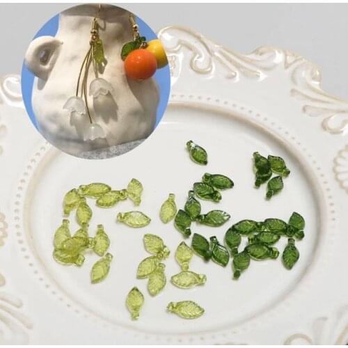 10pcs 6x11mm Acrylic Mini Leaf Earring Charms Clear Leaves Decor Accessory For Bracelet Keychain Pendant Mix Charm Jewelry Make