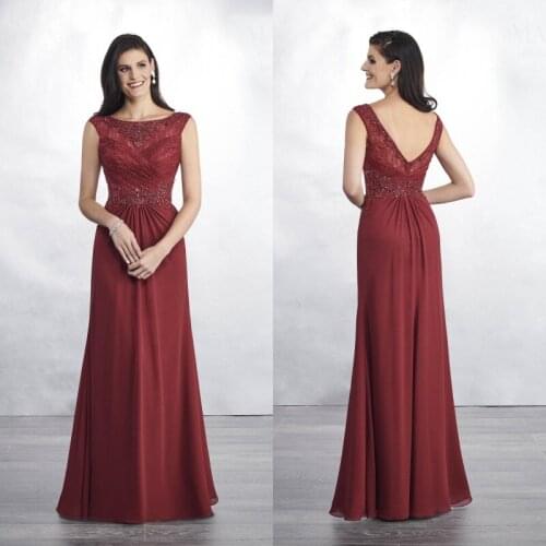 2019 Fashion Mother of the Bride Dresses Jewel Lace Appliques Beads Evening Gowns Floor Length Formal Wedding Guest Dresses