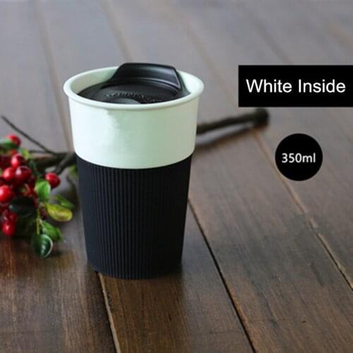 350ml Ceramic Mug With Lid Spoon Milk Tea Cup Coffee Mugs Tazas Para Cafe