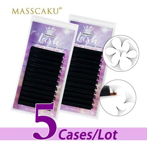 5case/lot Wholesale easy fan rapid blooming eyelash extensions matte super soft individual eyelash extension fan for makeup