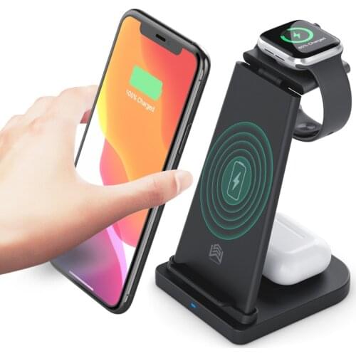 Upgraded 15W Qi Fast Wireless Charger Stand For iPhone 11 XR X Apple Watch Foldable Charging Dock Station for Airpods Pro iWatch