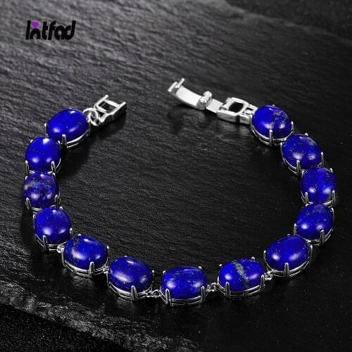 S925 Sterling Silver Bracelet Natural Lapis Gemstone Tennis Bracelet 18cm Natural Gemstone Bangle Jewelry Anniversary Gift