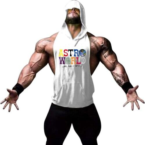 Brand Gym Clothing Fitness Men Cotton Tanktop with hooded Mens Bodybuilding Stringers Tank Tops workout Singlet Sleeveless Shirt