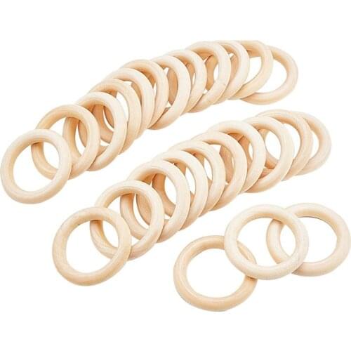 Natural Wooden Beads Ring 30mm 40mm Unfinished Wood Linking Rings Circles for Jewelry Making DIY Crafts Wooden Ornaments 10-50pc
