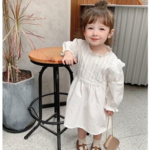 Spring Autumn Kids Girl Dress Girls Long Sleeve Dress Kids Baby Girls Pure Color Princess Dresses For Girls Dresses