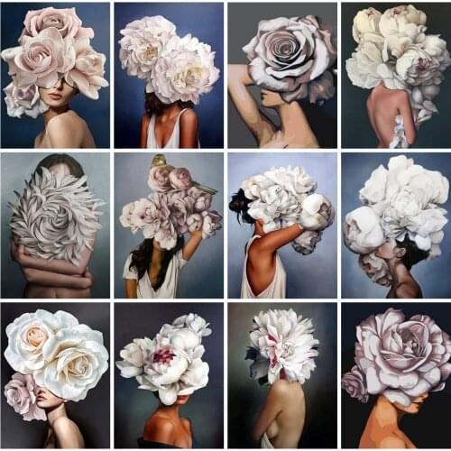 EverShine DIY Diamond Painting Girl Cross Stitch Diamond Embroidery Flowers Picture Rhinestones Mosaic Art Kits Home Decoration