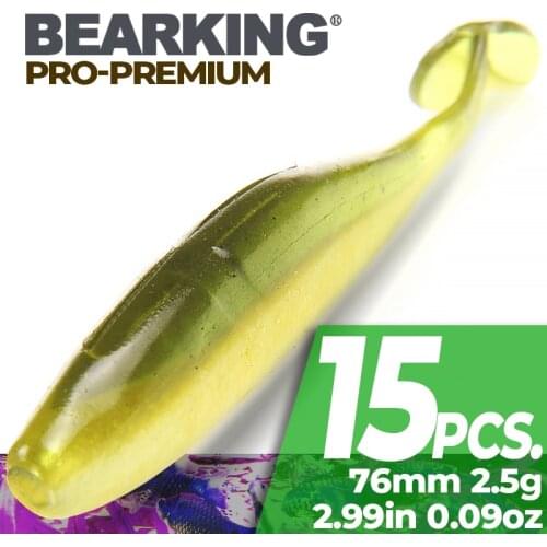 Hot 3" 15pcs 7.6cm/2.5g Bearking Silicone Soft Bait professional Lure quality Carp Artificial Wobbler free shipping