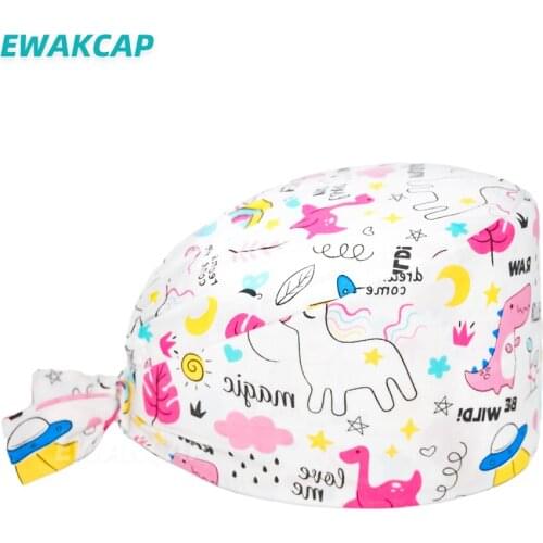 Surgicals Caps Working Anime Printed Sweatband Lab Pet Cinlic Hats Doctors Dentist Women Men Uniform Accessories Scrub Cap