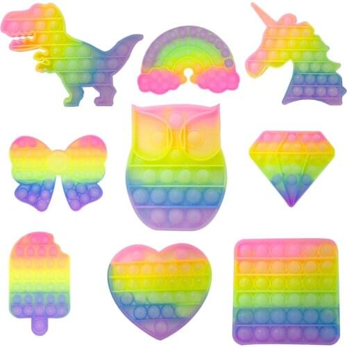 Pop Reliver Stress Fidget Toy Rainbow Push Bubble Antistress Toys Adults & Children Sensory Toys To Relieve Autism Free Shipping
