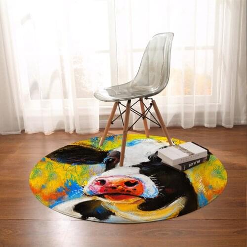 Oil Painting Cows European And American Bedroom Carpet Round Floor Mats Living Room Carpet 60cm 80cm 100cm 120cm 150cm