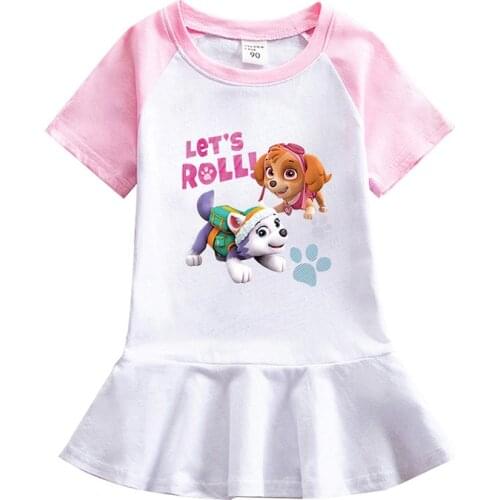 Summer dress 2021 toddler baby girl spring little girls Paw Patrol cotton casual solid kids dresses for girls