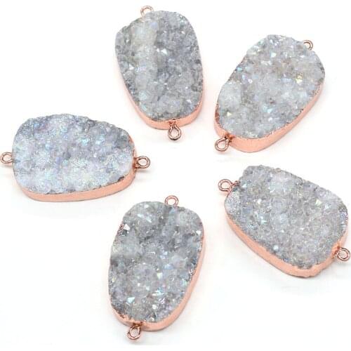 Natural Stone Connector Agate Crystalline Germ Rectangle Stone For DIY Necklace Handiwork Sewing Craft Jewelry Accessory Making