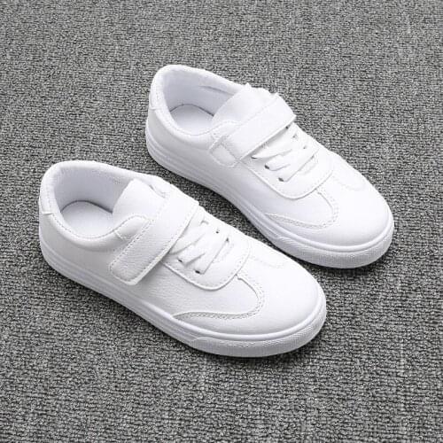 2021new spring white childrens leather shoes boysstudents casual girls sports shoes lightweight casual school shoes flat bottom