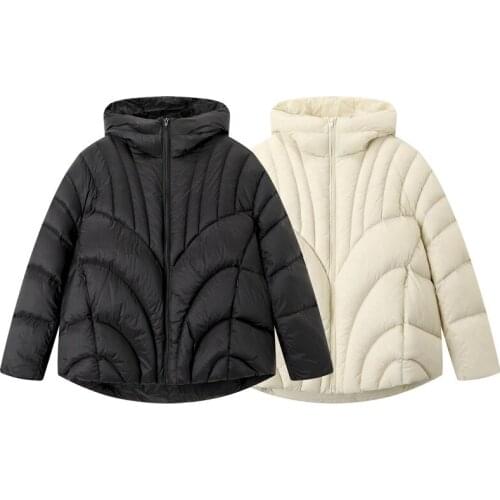 2021 winter new down womens clothing mid-length fashion casual hooded 90% white duck down warm long-sleeved jacket