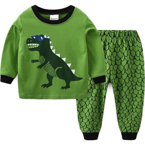 Baby Boy Clothes 2 Colors Cute Dinosaur Boy Clothing Sets Cartoon Print Tops+Pants 2Pcs Outfits Casual Cotton Kids Clothes Suits