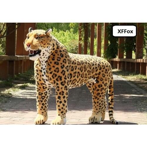 Huge plush simulation leopard toy big standing leopard doll birthday gift about 110x75cm xf0725