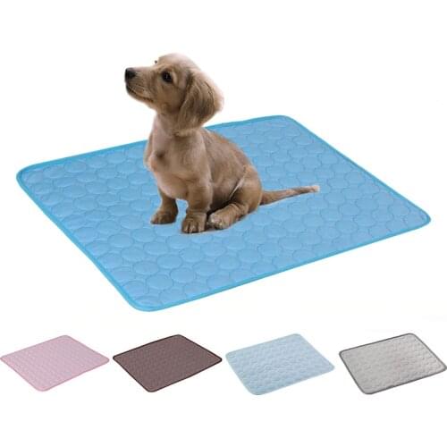 Dog Cooling Mat Pad Summer Ice Pet Beds Mats Blue Pink Color Cold Breathable Blanket Washable For Small Medium Large Dogs Cat