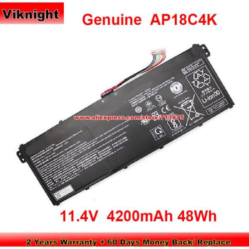 Genuine AP18C4K Battery for Acer Aspire 5 A515-43-R19L A515-43-R7B8 A515-54-38WN A515-54G-53B7 Laptop 11.4V 48Wh