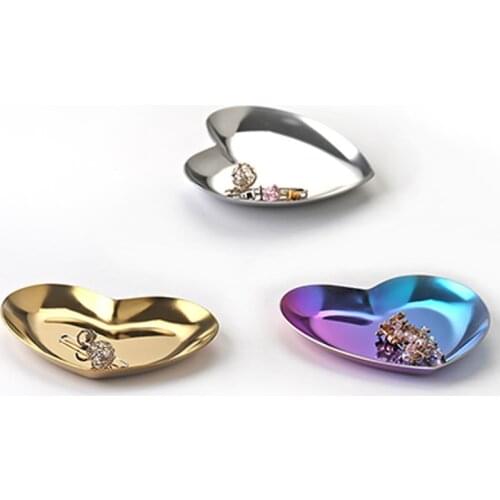 Nordic Heart Shaped Jewelry Display Tray Luxurious Colorful Metal Ring Necklace Jewellery Storage Organizer Tray Home Decoration