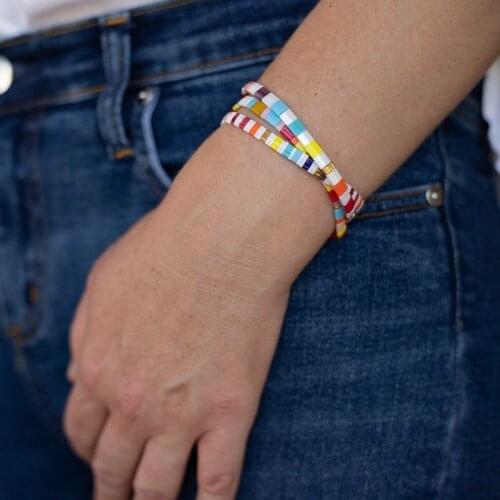 Rainbow Tila Rice Beads Handmade Beaded Jewelry Simple Multi-layered Wearing Ethnic Style Bracelet Women Bracelet Women
