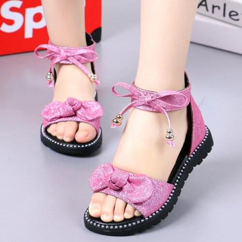 2020 Summer Fashion Girls Sandals Toddler Soft Bottom Non-slip Little Girl Shoes Princess Pink Bow Casual Shoes Gifts for Kids