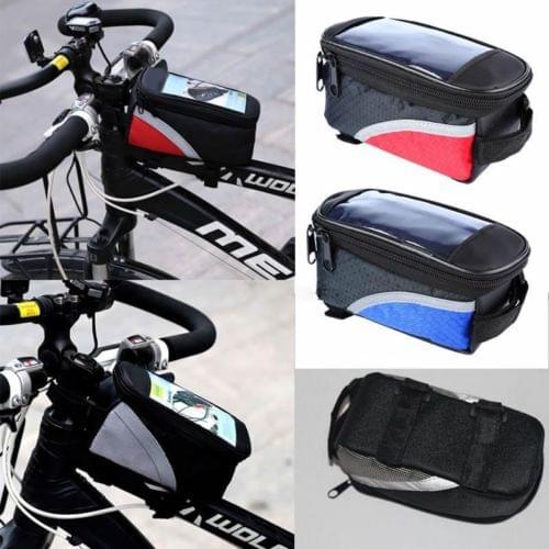 Unisex Women Men Fashion Oxford Waterproof Bicycle Bags Cycling Bike Frame Front Tube Bag Holder Pouch for Mobile Phone/Tools